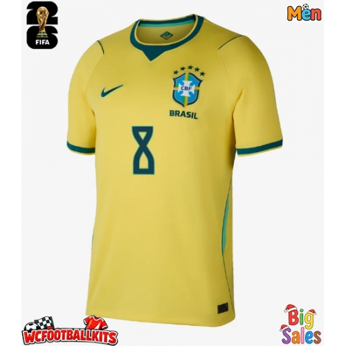 Brazil Bruno Guimaraes #8 Replica Home Stadium Shirt World Cup 2026 Short Sleeve